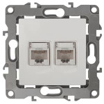 12-3108-02 ЭРА Розетка информационная двойная 2XRJ45, IP20, Эра12, слоновая кость, 1шт