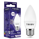Лампа светодиодная 10Вт С37 4000К Е27 176-264В TOKOV ELECTRIC TKE-C37-E27-10-4K, 1шт