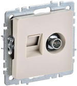 Розетка компьютерная + телевизионная 2-м Brite РТВ/РК12-БрКр RJ45 кат.5E + TV беж. IEK BR-AK20-1-K10, 1шт