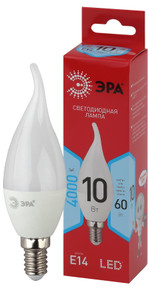 Лампочка светодиодная ЭРА RED LINE LED BXS-10W-840-E14 R E14 / E14 10 Вт свеча на ветру нейтральный белый свет, 1шт