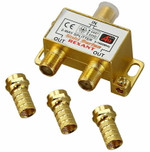 Делитель ТВх2 под F-разъем, 5-1000МГц, Gold (3 F-разъема в комплекте) REXANT, 10шт