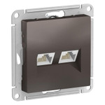 Розетка компьютерная 2-м AtlasDesign RJ45 кат.5E механизм мокко SE ATN000685, 1шт