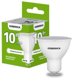 Лампа светодиодная PAR16 10Вт софит 4000К GU10 230В GENERICA LL-PAR16-10-230-40-GU10-G, 1шт