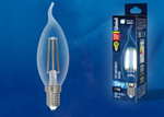 Led-cw35-11w/4000k/e14/cl pls02wh лампа светодиодная. форма “свеча на ветру”, прозрачная. серия sky. белый свет (4000К). Картон. ТМ Uniel., 1шт