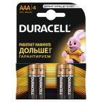 Алкалиновая батарейка Duracell LR03-4BL BASIC, 4шт