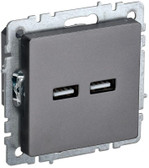 Розетка BRITE USB A+A 3.1А РЮ10-1-БрС сталь IEK BR-U21-D31-K46, 1шт
