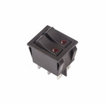 Выключатель клавишный 250V 15А (6с) ON-OFF черный с подсветкой ДВОЙНОЙ (RWB-512, SC-797) REXANT, 10шт
