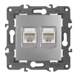 14-3108-03 ЭРА Розетка 2хRJ45, IP20, алюминий, 1шт