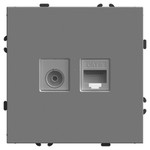 Розетка TV + компьютерная RJ-45 (механизм), серия Эмили, RST00-5106-10, платиново-серый, soft touch, 1шт