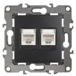 12-3108-05 ЭРА Розетка информационная двойная 2XRJ45, IP20, Эра12, антрацит, 1шт