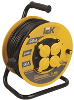 Удлинитель на катушке 4х50м с заземл. 16А IP44 Industrial plus УК50 3х1.5 термозащита IEK WKP15-16-04-50-44, 1шт