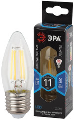 Светодиодная лампа F-LED B35-11w-840-E27 ЭРА (филамент, свеча, 11Вт, нейтр, E27), 1шт