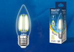 Led-c35-9w/3000k/e27/cl/dim gla01tr лампа светодиодная диммируемая. форма “свеча”, прозрачная. серия air. теплый белый свет (3000K). Картон. ТМ Uniel., 1шт