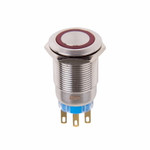 Кнопка антивандальная Ø19 12В(LED) Фикс (5с) OFF-ON/ON-OFF подсв/красная REXANT, 10шт