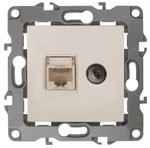 12-3110-02 ЭРА Розетка комбинированная RJ45+TV, IP20, Эра12, слоновая кость, 1шт