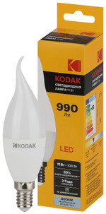 Лампочка светодиодная Kodak LED KODAK BXS-11W-840-E14 E14 / Е14 11Вт свеча на ветру нейтральный белый свет, 1шт