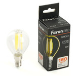Лампа светодиодная, 1280LM 8W 175-265V E14 2700K G45 прозрачная, LB-1708, 1шт