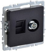 Розетка компьютерная + телевизионная 2-м Brite РТВ/РК12-БрЧ RJ45 кат.5E + TV черн. IEK BR-AK20-1-K02, 1шт