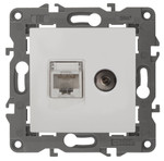 14-3110-01 ЭРА Розетка RJ45+TV, IP20, белый, 1шт