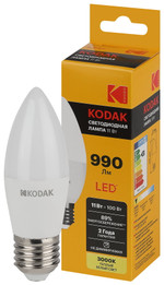 Лампочка светодиодная Kodak LED KODAK B35-11W-830-E27 E27 / Е27 11Вт свеча теплый белый свет, 1шт