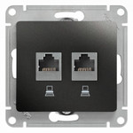 Розетка компьютерная 2-м Glossa RJ45 кат.5E механизм антрацит SE GSL000785KK, 1шт