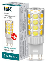 Лампа светодиодная Corn 3.5Вт капсульная 4000К нейтр. бел. G9 230В керамика IEK LLE-Corn-4-230-40-G9, 1шт