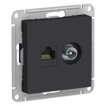 Розетка компьютерная + телевизионная 2-м AtlasDesign RJ45 кат.5E + TV механизм карбон SE ATN001089, 1шт
