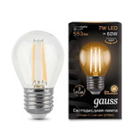 Лампа светодиодная Filament Шар E27 7Вт 2700К GAUSS 105802107, 1шт