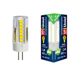 Led-jc-220/5w/3000k/g4/cl glz09tr лампа светодиодная, прозрачная. теплый белый свет (3000К). Картон. ТМ Uniel., 1шт
