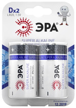 Батарейки ЭРА LR20-2BL SUPER Alkaline, 2шт