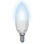 Led-c37 7w/nw/e14/fr plp01wh лампа светодиодная. форма «свеча», матовая. серия яркая. белый свет (4000K). Картон. ТМ Uniel, 1шт