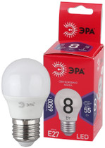 Лампочка светодиодная ЭРА RED LINE LED P45-8W-865-E27 R E27 / Е27 8Вт шар холодный дневной свет, 1шт