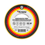 Изолента ПВХ профессиональная, 0,18х19 мм, 20 м, желто-зеленая KRANZ, 10шт