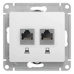 Розетка компьютерная 2-м Glossa RJ45 кат.5E механизм бел. SE GSL000185KK, 1шт