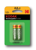 Аккумуляторы NiMH (никель-металлгидридные) Kodak HR6-2BL 2600mAh [KAAHR-2/2600mAh], 2шт