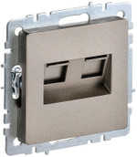 Розетка компьютерная двойная СП RJ45 кат.5E BRITE РК10-2-БрШ шампань IEK BR-K20-1-K37, 1шт