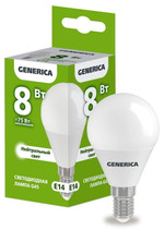 Лампа светодиодная G45 8Вт шар 4000К E14 230В GENERICA LL-G45-08-230-40-E14-G, 1шт