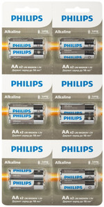 Батарейки Philips LR6A12S/51 АА алкалиновые 1,5v 2х6 шт. LR6-2BL Entry, 12шт