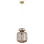 5042/1A PENDANT ODL24 309 античн.бронза/янтарный/металл/стекло/эко.кожа Подвес E27 1*60W JUGI, 1шт