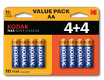 Батарейки Kodak LR6 4+4BL MAX SUPER Alkaline AA, 8шт
