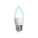 Led-c37 7w/nw/e27/fr plp01wh лампа светодиодная. форма «свеча», матовая. серия яркая. белый свет (4000K). Картон. ТМ Uniel, 1шт