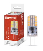 Лампа светодиодная LED-JC 3Вт капсульная прозрачная 4000К нейтр. бел. G4 290лм 12В IN HOME 4690612036021, 1шт