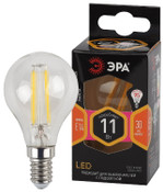 Лампочка светодиодная ЭРА F-LED P45-11W-827-E14 Е14 / Е14 11Вт филамент шар теплый белый свет, 1шт