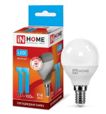 Лампа светодиодная LED-ШАР-VC 11Вт шар 4000К нейтр. бел. E14 1050лм 230В IN HOME 4690612020594, 1шт