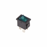 Выключатель клавишный 250V 6А (4с) ON-OFF зеленый с подсветкой Mini (RWB-207, SC-768) REXANT, 10шт