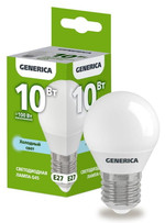 Лампа светодиодная G45 10Вт шар 6500К E27 230В GENERICA LL-G45-10-230-65-E27-G, 1шт