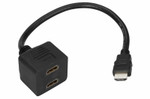Переходник штекер HDMI - 2 гнезда HDMI с проводом, черный REXANT, 10шт