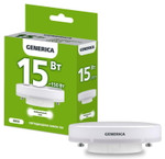 Лампа светодиодная T80 15Вт таблетка 4000К GX53 230В GENERICA LL-T80-15-230-40-GX53-G, 1шт