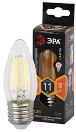 Лампочка светодиодная ЭРА F-LED B35-11W-827-E27 Е27 / Е27 11Вт филамент свеча теплый белый свет, 1шт