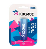 Аккумулятор Li-ion 18650 1800мА.ч без защиты (блист.1шт) КОСМОС KOC18650Li-ion18UBL1, 1шт